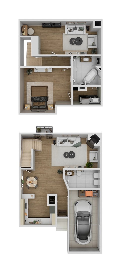 Floor plan for 1 bed, 1.5 baths, 1272 sqft